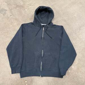 Vintage 00s Russell Athletic Blank Zip Up Grunge Hoodie Black Medium